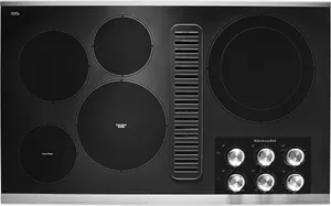 Overhead view of the KitchenAid KCED606GSS cooktop