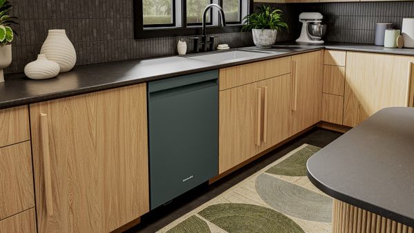 The KitchenAid KDPS624SJP dishwasher in a kitchen