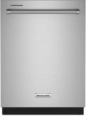 Front view of the KitchenAid KDTE204KPS dishwasher