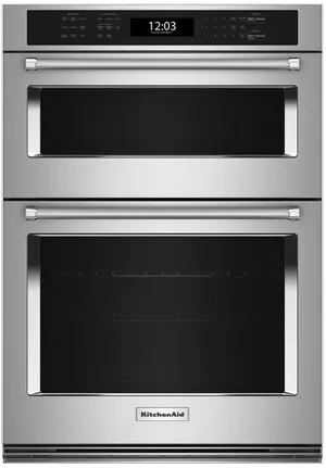 Front view of the KitchenAid KOEC530PPS combination microwave oven