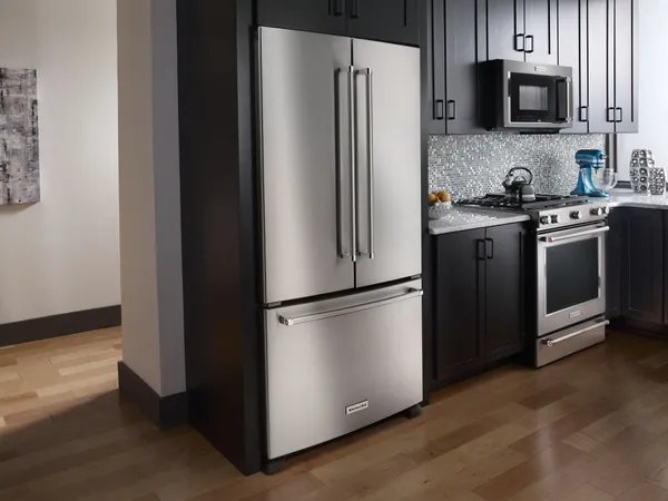 Credit: KitchenAid The KitchenAid KRFC302ESS refrigerator in a kitchen