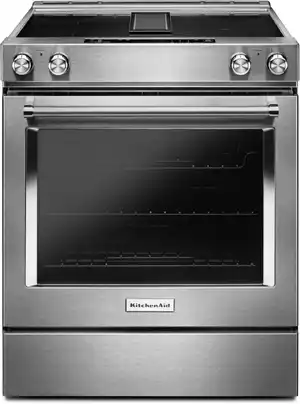 Front view of the KitchenAid KSEG950ESS slide in range