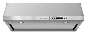 Front view of the KitchenAid KVUB600DSS 30” under-cabinet range hood