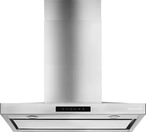 Front view of the KitchenAid KVWC736SSS range hood