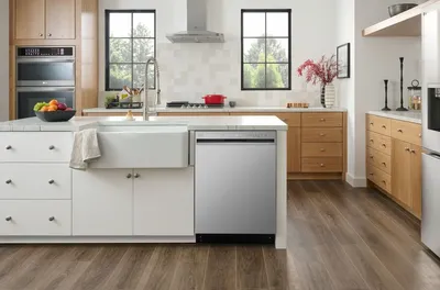 The LG LDFN3432T dishwasher in a kitchen