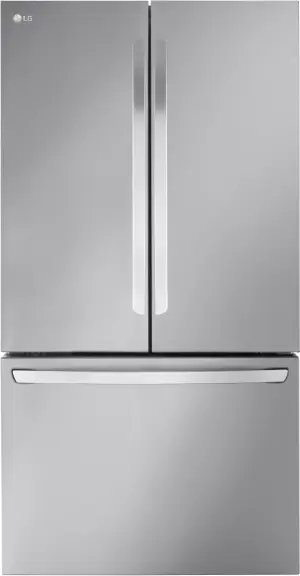 Front view of the LG LRFLC2706S French door refrigerator