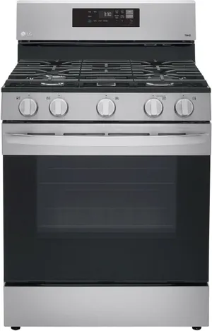Front view of the LG LRGL5821S freestanding gas range 