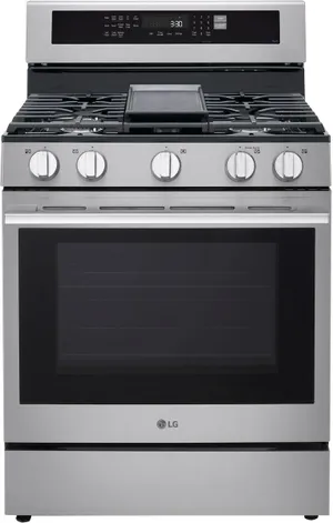 Front view of the LG LRGN6325X 30” gas range 