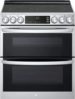 Credit: LG Front view of the LG LTEL7337F double oven range