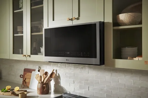 The LG MVEL2035X microwave in a modern kitchen 