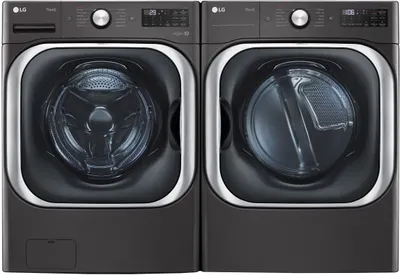 An LG laundry pair featuring the LG WM8900HBA washer and LG DLEX8900B dryer