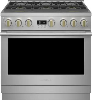 Front view of Monogram ZGP366NTSS 36” gas range  