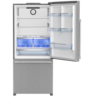Beko bottom freezer refrigerator with top door open