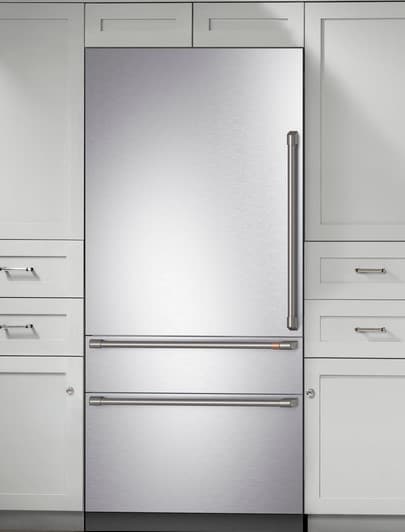 Stainless Cafe built in refrigerator with two bottom freezer drawers
