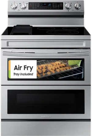 Credit: Samsung Front view of the Samsung NE63A6751SS double oven range