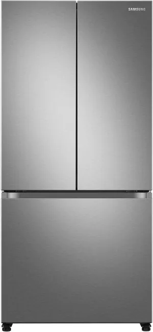 Front view of the Samsung RF18A5101SR French door refrigerator