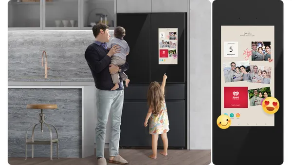 An infographic of the Samsung RF23BB89008M touchscreen refrigerator