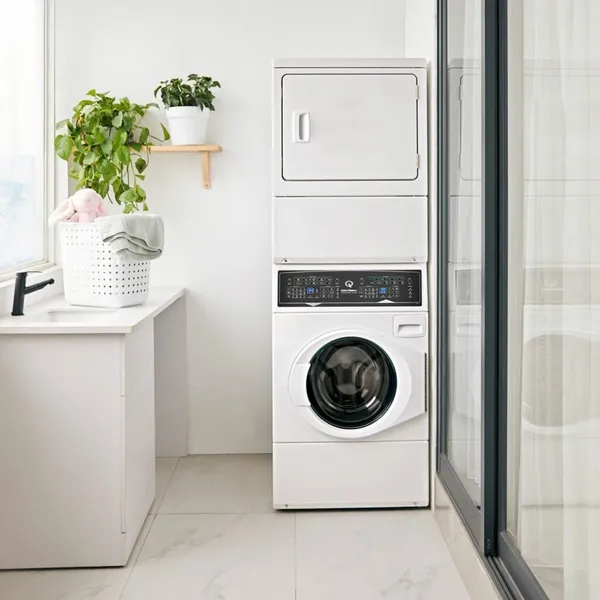 The Speed Queen SF7007WE laundry center featured in a laundry room 