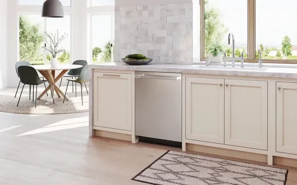 The Thermador Emerald DWHD640EPR dishwasher in a kitchen