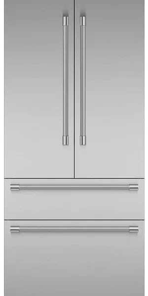 Front view of the Thermador Freedom T36BT120NS French door refrigerator