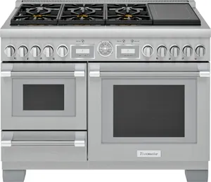 Front view of the Thermador Pro Grand PRD48WISGU 48” dual fuel range