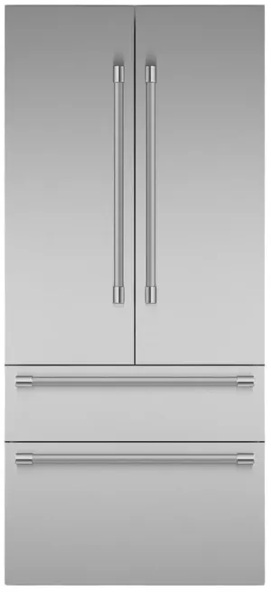 Front view of the Thermador T36BT120NS French door refrigerator