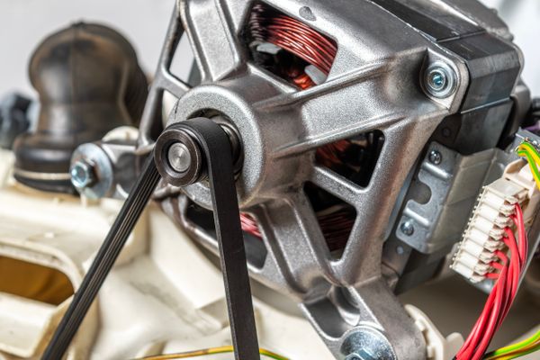 iStock Credit: vladimir soldatov A close-up of a washer motor
