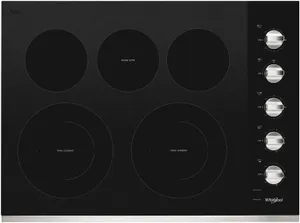 Whirlpool Overhead view of the Whirlpool WCE77US0HS cooktop