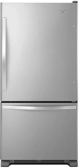 Credit: Whirlpool Front view of the Whirlpool WRB329DMBM bottom freezer refrigerator