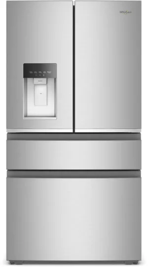 Front view of the Whirlpool WRMC5036RZ French door refrigerator
