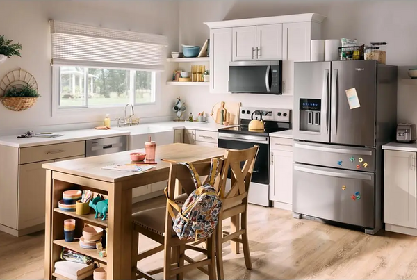 The Whirlpool WRMF3636RZ refrigerator in a kitchen 