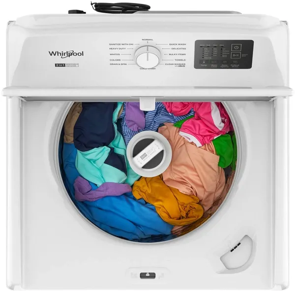 An overhead view of the Whirlpool WTW4107SW washer 