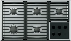 Overhead view of the Wolf G365T/S gas cooktop