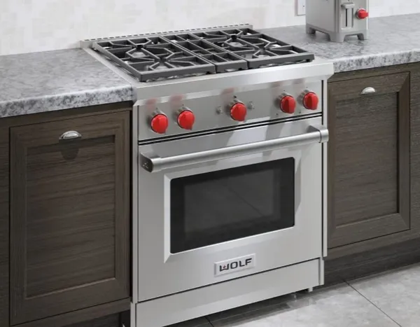 The Wolf GR304 range in a kitchen 