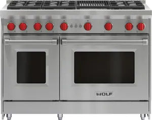Front view of the Wolf GR486C-LP 48” gas range