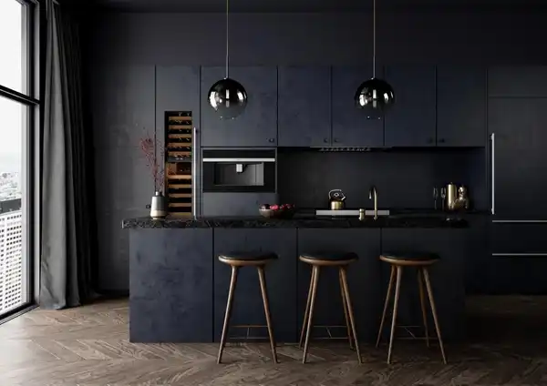 The Wolf M Series EC3050CM B coffee maker in a luxury kitchen 