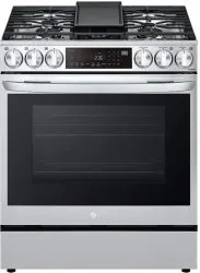 Front view of LG LSGL6335F 30” gas range 