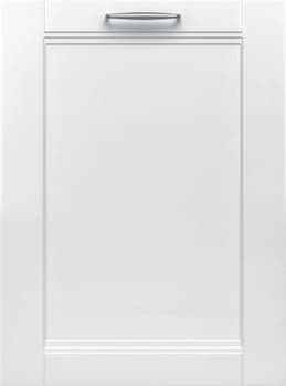 Bosch Front view of Bosch 800 Series dishwasher model SHVM78Z53N in a white panel finish