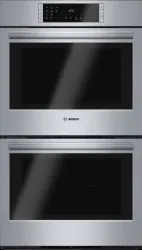 Front view of Bosch HBL8651UC 30” double wall oven 
