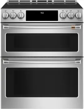 Front view of the Café CHS950P2MS1 30” double oven electric range 