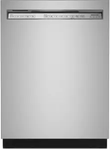 Front view of the KitchenAid KDFE104KPS dishwasher 