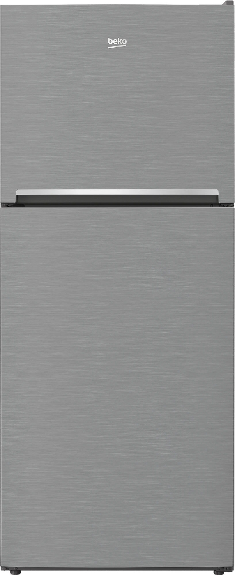 Front view of the Beko BFTF2716SS top freezer refrigerator 