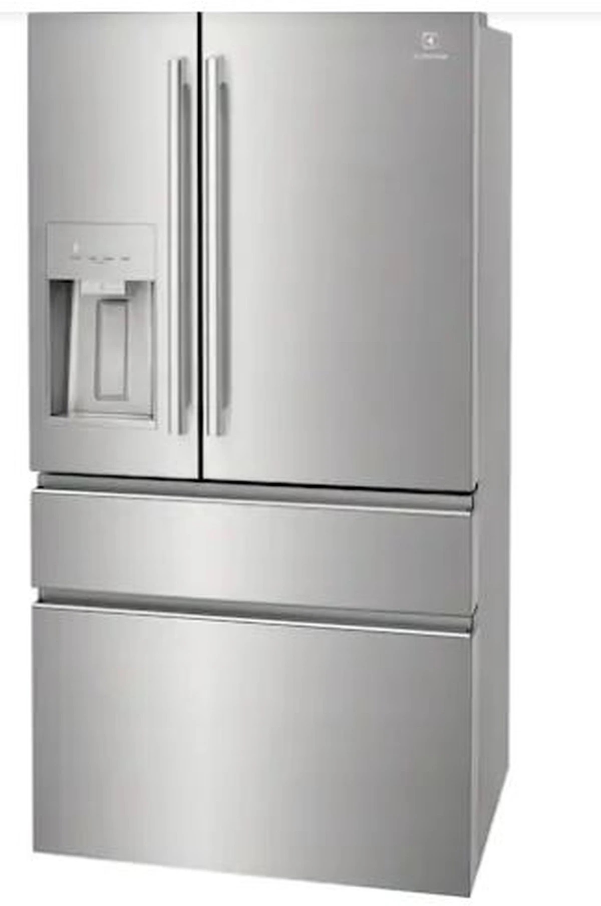 Side view of Electrolux ERMC2295AS four door French door refrigerator 