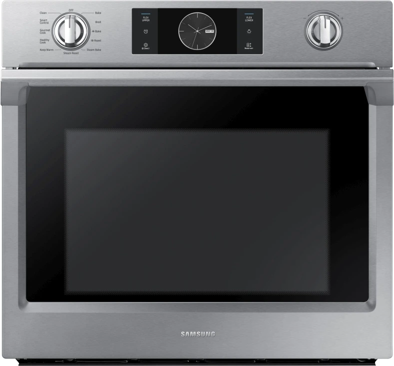 Samsung Front view of the Samsung nv51k7770ss30” electric wall oven