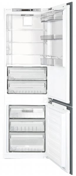 Smeg Smeg CB300U built-in bottom-freezer refrigerator with its doors open