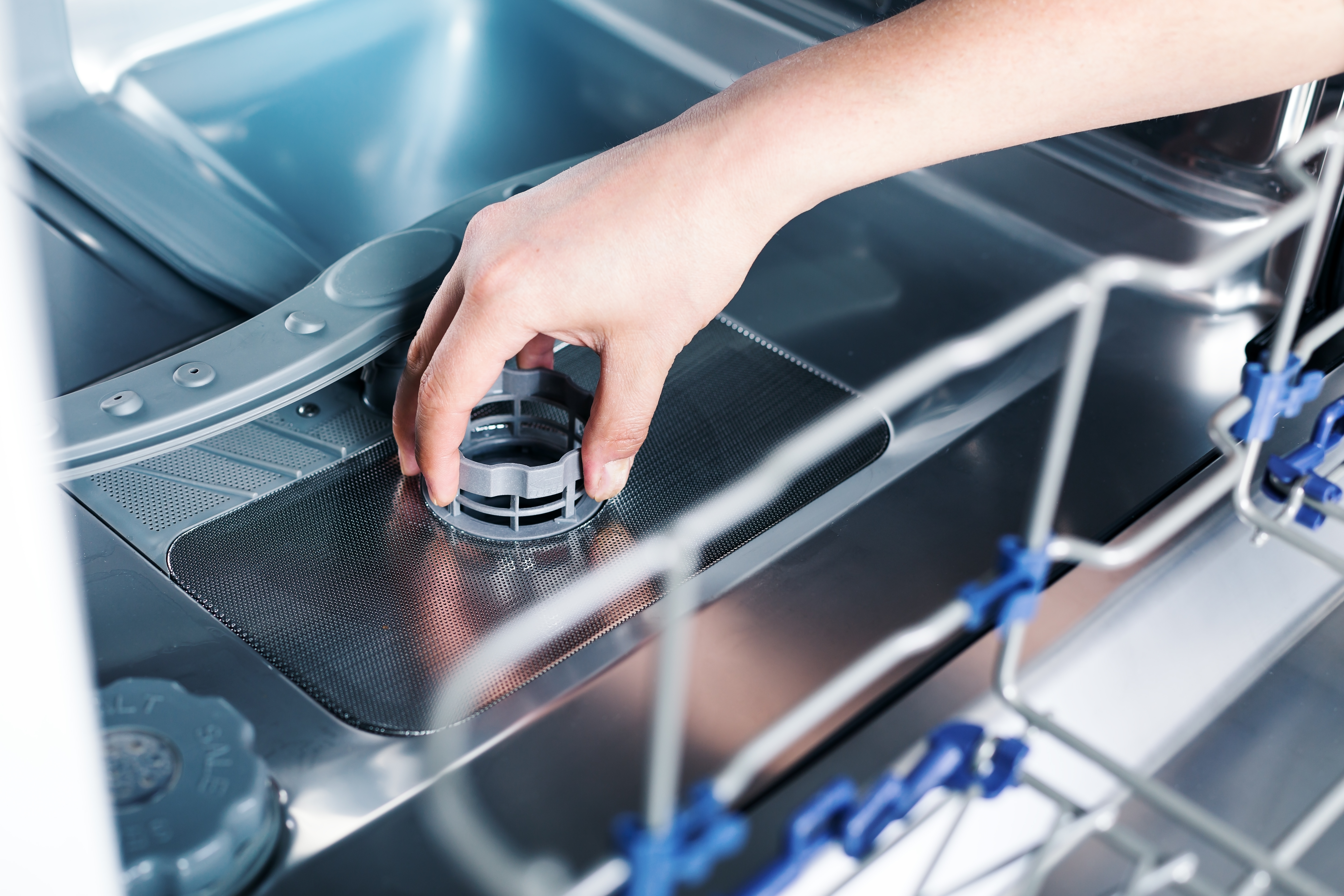 pashapixel A person removing a dishwasher filter