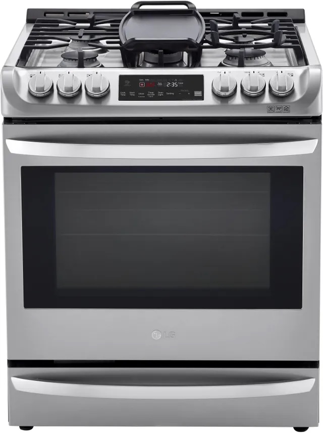 Credit: LG LG 30” Stainless Steel Slide In Dual Fuel Single Oven Range LSD4913ST