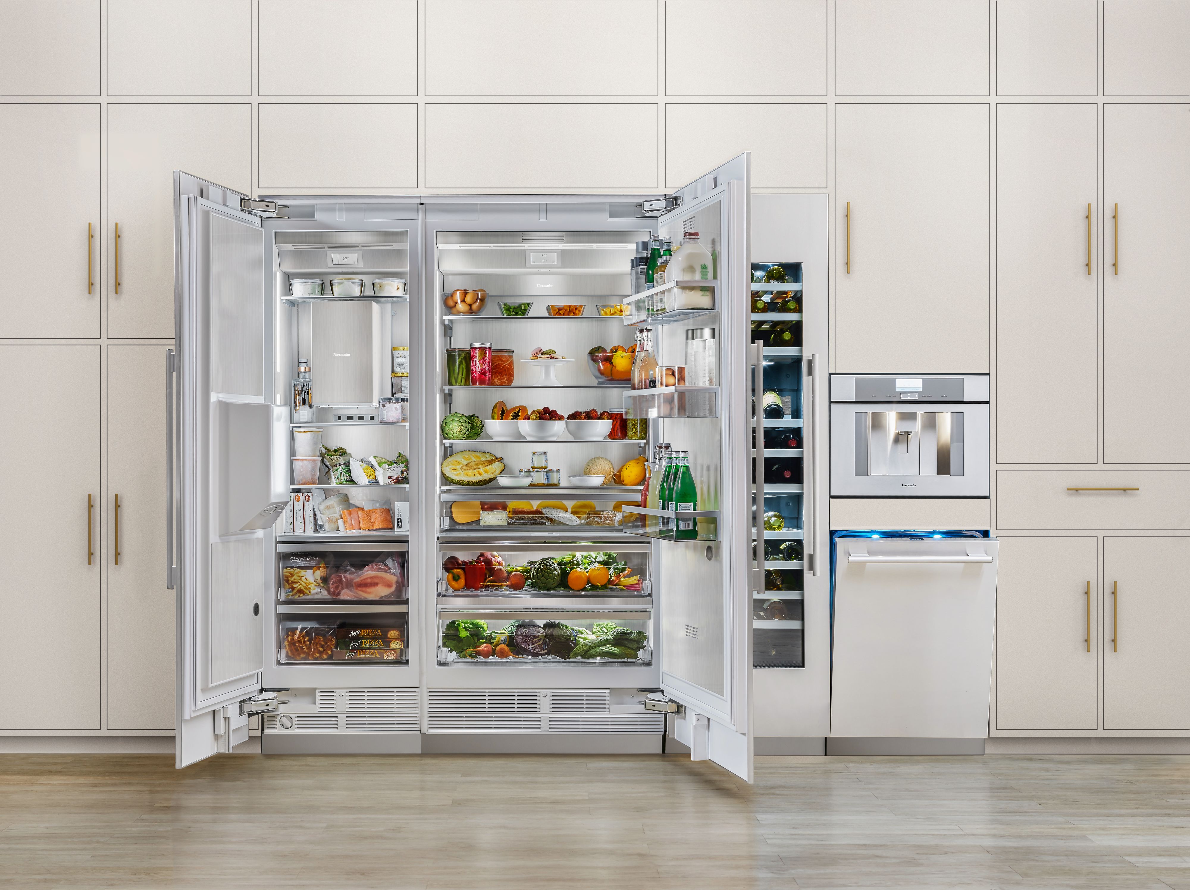 Credit: Thermador The Thermador T36IR905SP freezerless refrigerator with a matching freezer in a modern kitchen