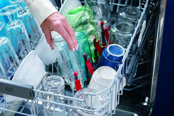 A close-up view of GE bottle wash jets