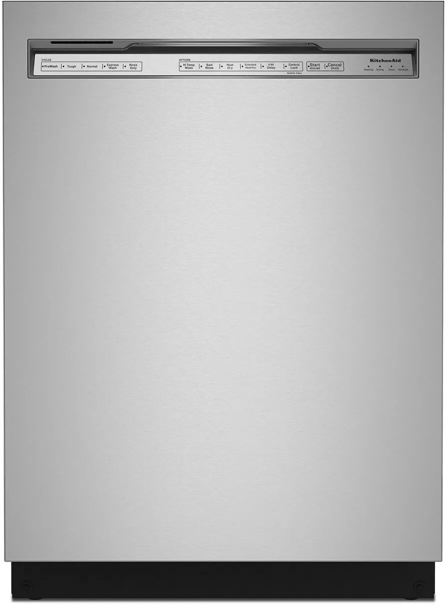 Credit: KitchenAid Front view of the KitchenAid KDFE204KPS dishwasher
